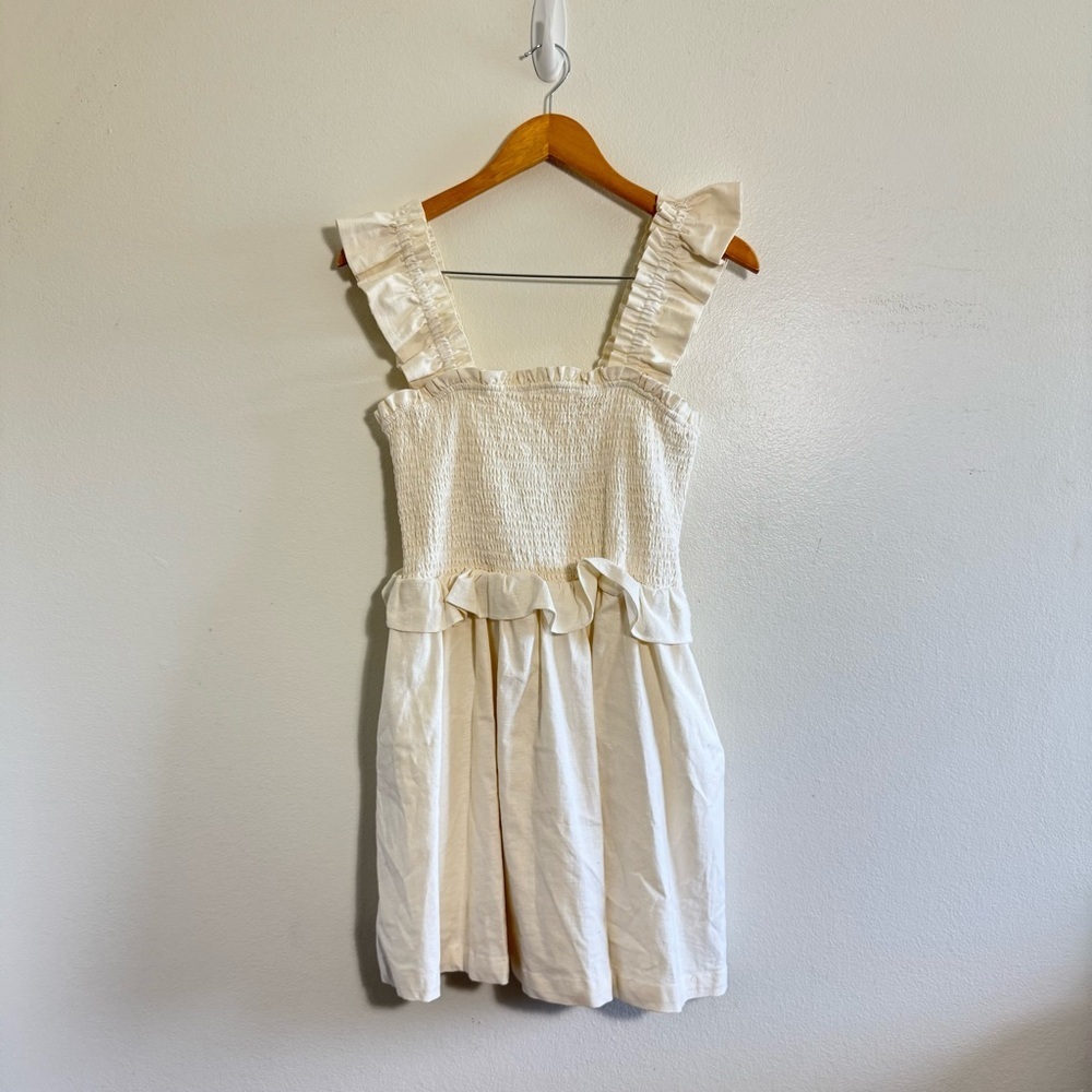 Tularosa Ivory Hillary Ruffle Smocked Mini Dress size Medium - Picture 5 of 12